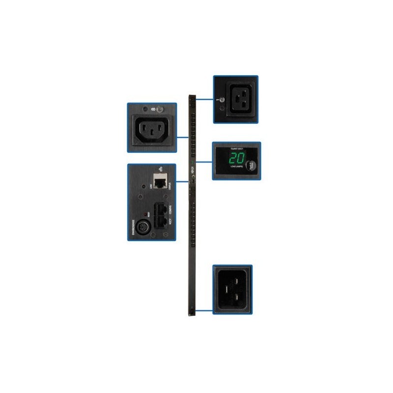 3.2-3.8kW Single-Phase Switched PDU, 200-240V (20-C13 & 4-C19), C20/L6-20P Cable, 0U Vertical, 70 in., TAA